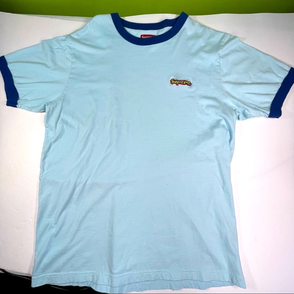 Supreme Other - Supreme Sky Blue Gonz Embroidered Logo Mens Large Size Lightweight T-Shirt
